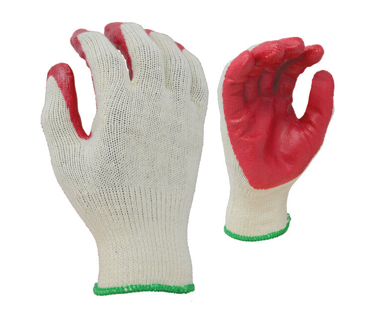 TASK GLOVES - (TSK2008) 10 Gauge Natural White Gloves, Cotton/Polyester shell, Red Latex palm coated - Quantity 12 Pair