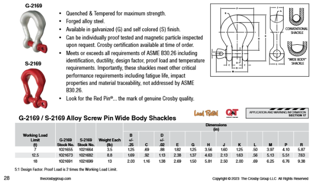 G-2169 Screw Pin Wide Body Sling Shackle