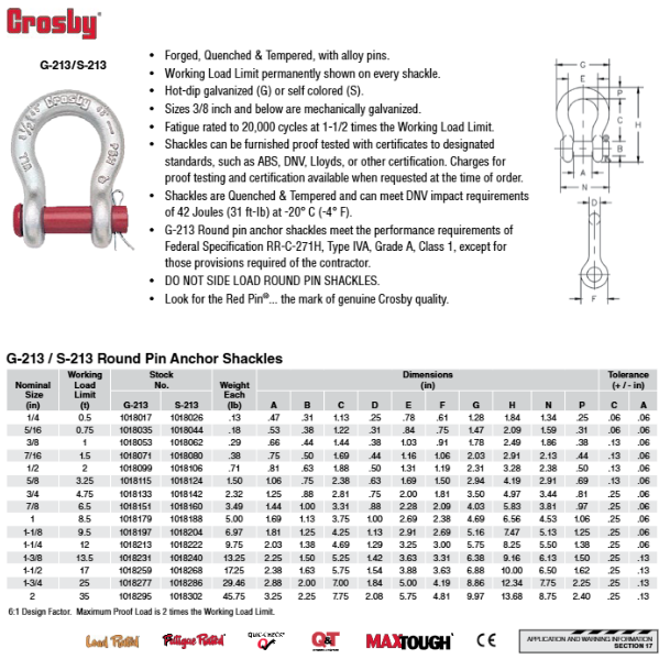 G-213 Round Pin Anchor Shackle