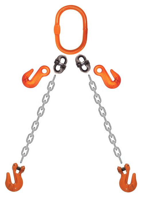CM Grade 100 DOG 2 Leg Adjustable Type A Chain Sling - Clevlok Grab Hook