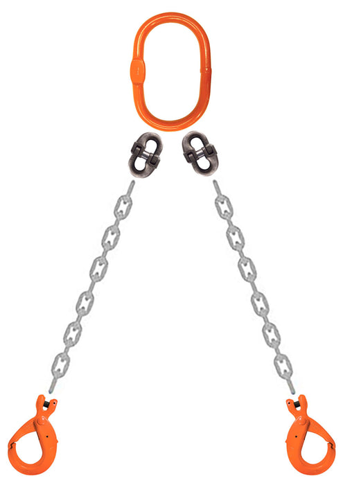 CM Grade 100 DOL 2 Leg Chain Sling - Clevlok Latchlok Hook