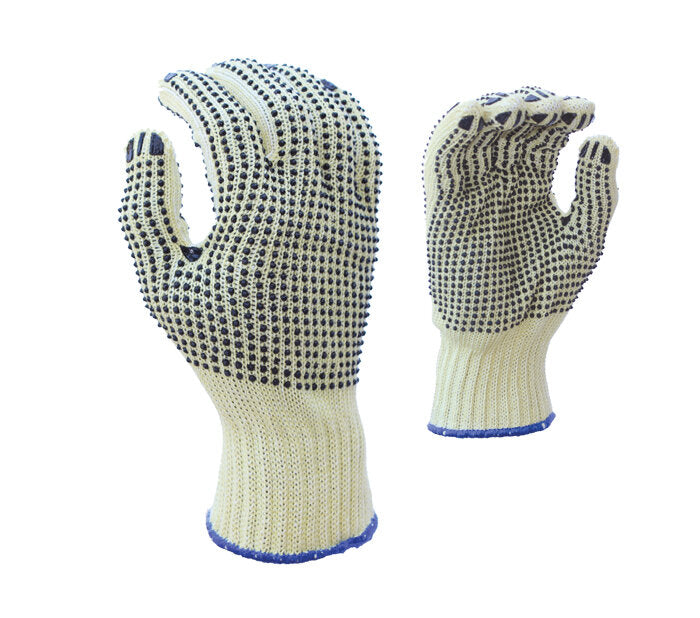 TASK GLOVES - 7 Gauge Gloves Aramid shell with 2-sided PVC dots, ANSI A4 - Quantity 12 Pair