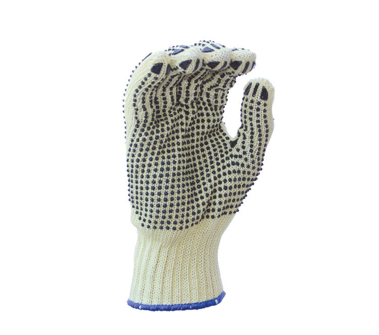 TASK GLOVES - 7 Gauge Gloves Aramid shell with 2-sided PVC dots, ANSI A4 - Quantity 12 Pair