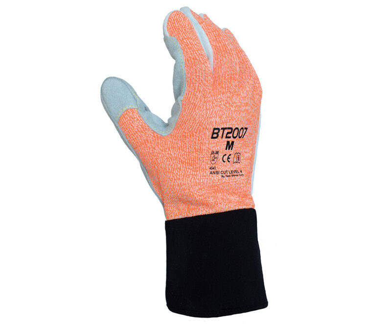 TASK GLOVES - Blade Task -  Gloves, Aramid sewn with Split Cowhide on palm and fingers, ANSI A4 - Quantity 12 Pair