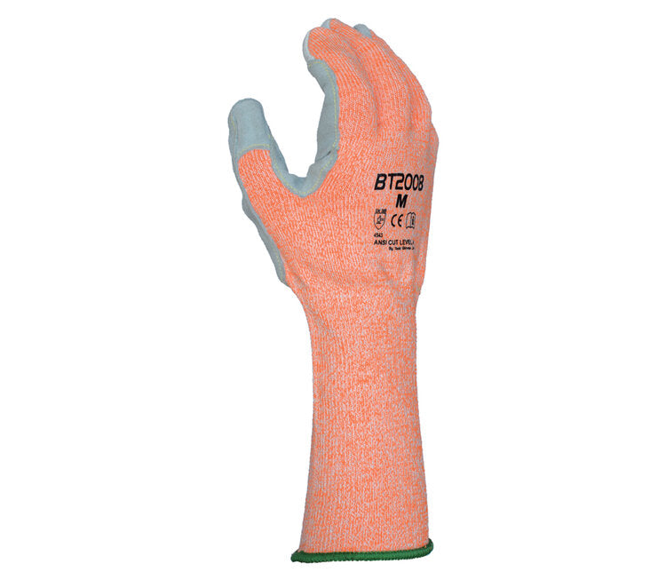 TASK GLOVES - Blade Task -  Gloves, Aramid sewn with Split Cowhide on palm and fingers, long knit wrist, ANSI A4 - Quantity 12 Pair