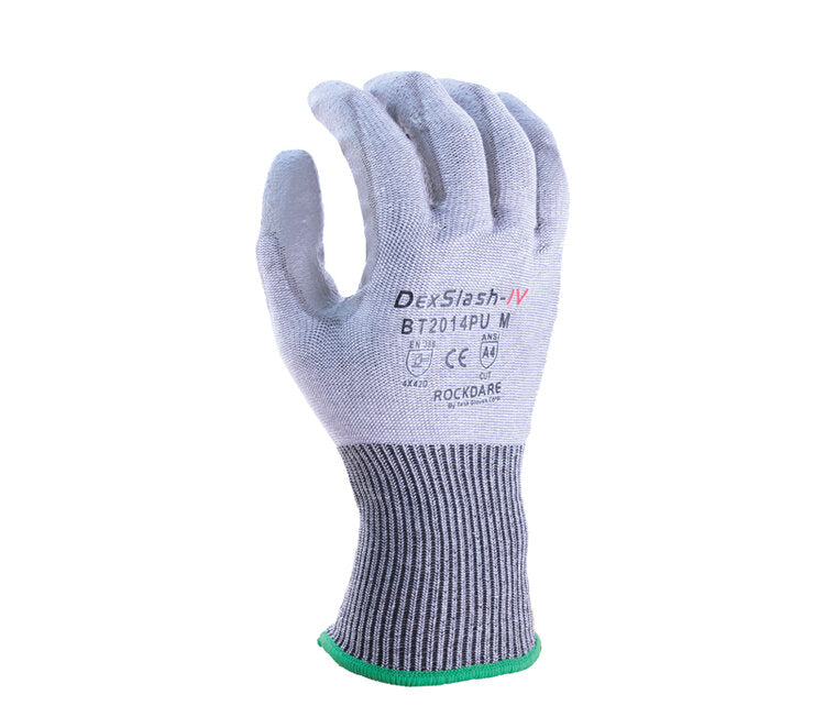 TASK GLOVES - DexSlash - 13 Gauge Gray Gloves, HDPE shell, Gray Polyurethane Palm coated, ANSI A4 - Quantity 12 Pair