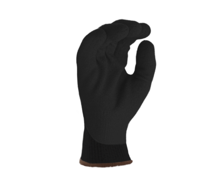 TASK GLOVES - Black Gloves, Heavy Thermal, Double layered Acrylic insulation, Black Latex palm coated, PVC Waterproof Barrier, ANSI A2 - Quantity 12 Pair