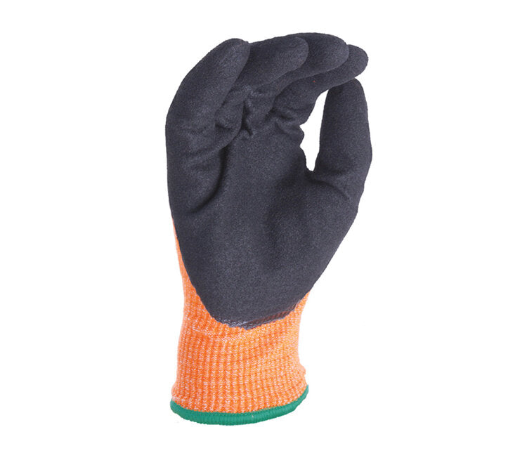 TASK GLOVES - CelsiHeit® - Double Dipped, Black Gloves, Sandy Foam Nitrile palm coated, Engineered yarn, Acrylic Terry Lined, Waterproof Barrier, ANSI A4 - Quantity 12 Pair