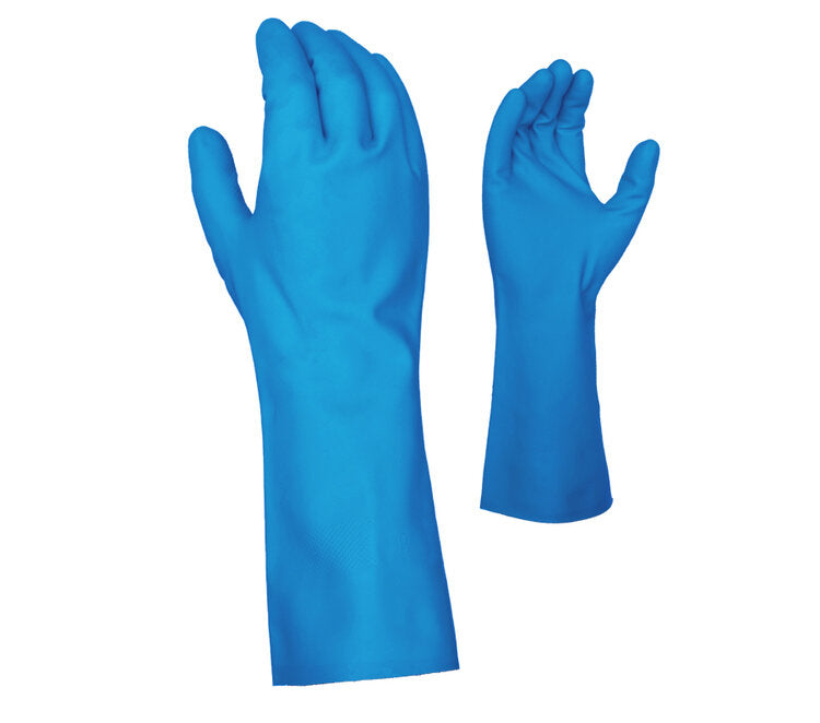TASK GLOVES - 8 mil Blue Nitrile Gloves, 13" length, Unlined, Diamond shaped grip - Quantity 12 Pair
