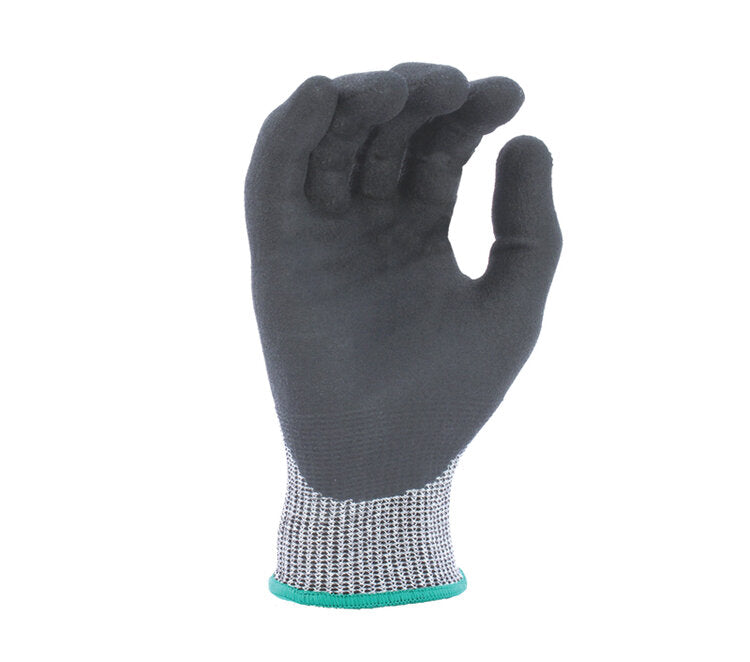 TASK GLOVES - CUTMAN® - 13 Gauge Gray Gloves, HDPE shell, Double dipped Nitrile palm coated with Black Sandy-Foam Nitrile finish, ANSI A4 - Quantity 12 Pair