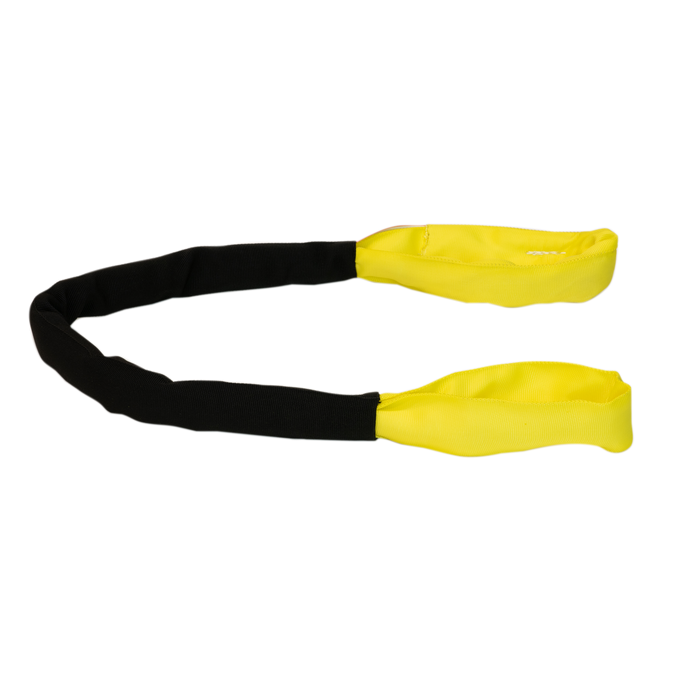 Standard Polyester Round Sling - Yellow - Eye & Eye - 8,400 lbs & Yellow CM Quick Connect Hook