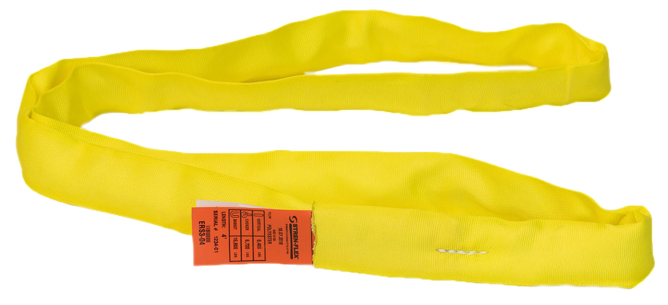 Standard Polyester Round Sling - Yellow - Endless - 8,400 lbs & Yellow CM Quick Connect Hook