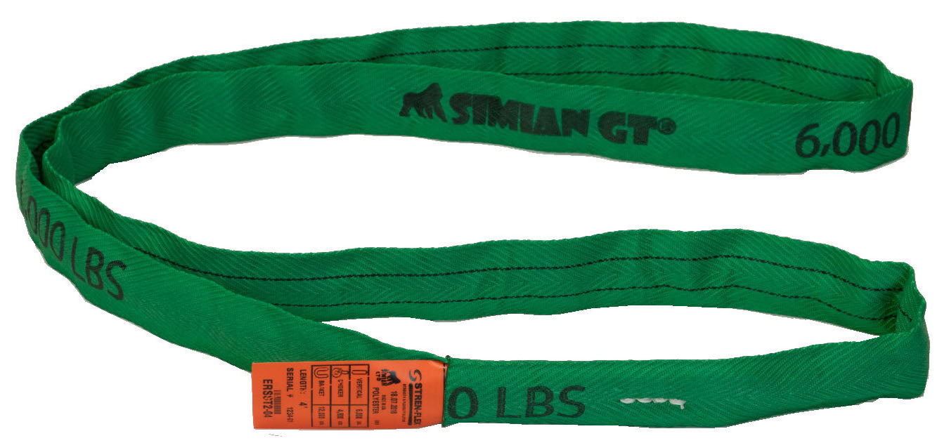 SIMIAN® GT Round Sling - Green - Endless - 6,000 lbs & Green CM Quick Connect Hook