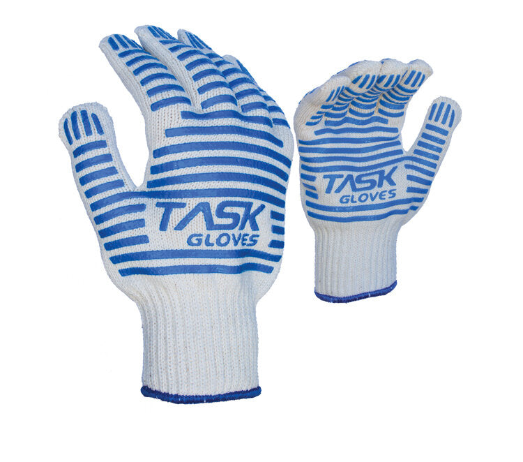 TASK GLOVES - Cotton Atni-Slip Gloves, cotton/polyester inner layer, 2-sided Silicone anti-slip strips - Quantity 5