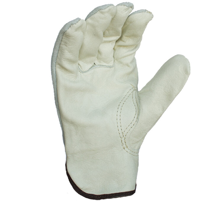 TASK GLOVES - Qualtiy Grain Gloves, Cowhide Leather Palm with Gray Split Leather Back, Keystone Thumb, Kevlar thread sewn - Quantity 12 Pair