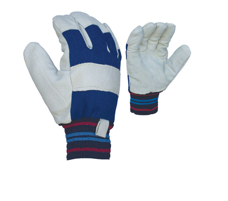 TASK GLOVES - Premium Grain Gloves, Pigskin Double Leather Palm, Canvas back, EVA Foam back padding, Fleece lined, Kevlar thread sewn - Quantity 12 Pair