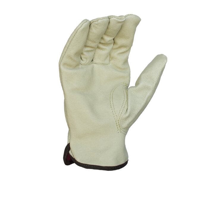 TASK GLOVES - Quality Grain Gloves, Pigskin Leather Driver, Keystone Thumb, Fleece Lined - Quantity 12 Pair
