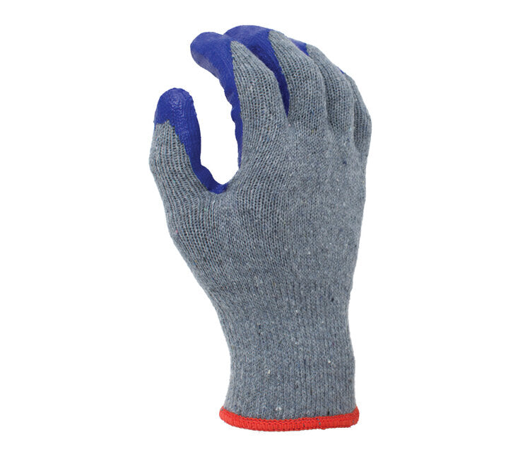 TASK GLOVES - (TSK2007) 10 Gauge Gray Gloves, Cotton/Polyester shell, Blue Latex palm coated - Quantity 12 Pair