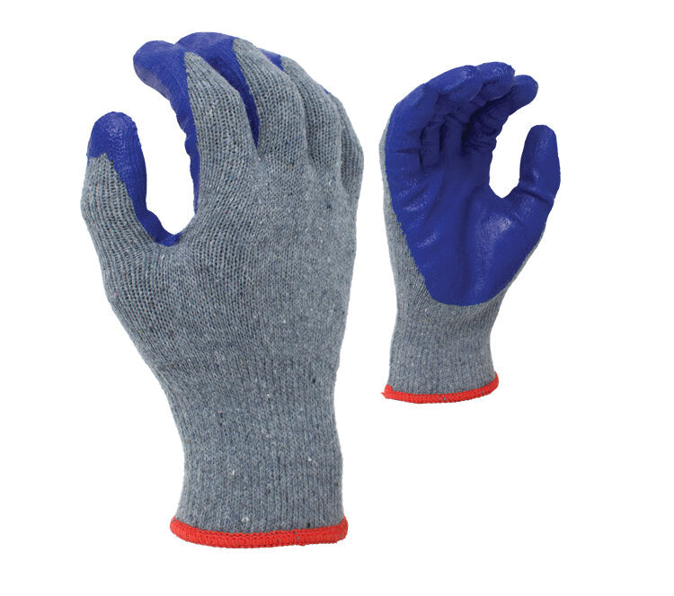 TASK GLOVES - (TSK2007) 10 Gauge Gray Gloves, Cotton/Polyester shell, Blue Latex palm coated - Quantity 12 Pair