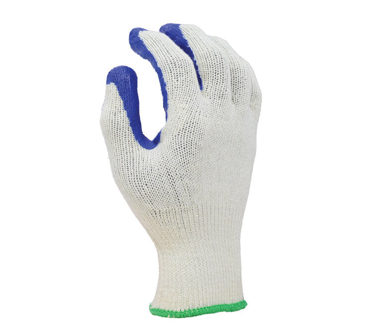 TASK GLOVES - (TSK2009) 10 Gauge Natural White Gloves, Cotton/Polyester shell, Blue Latex palm coated - Quantity 12 Pair