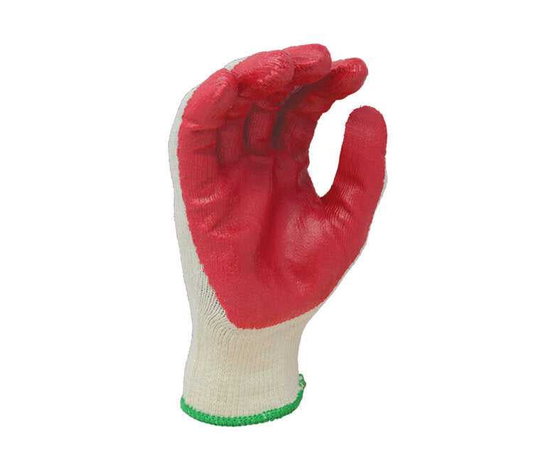 TASK GLOVES - (TSK2008) 10 Gauge Natural White Gloves, Cotton/Polyester shell, Red Latex palm coated - Quantity 12 Pair