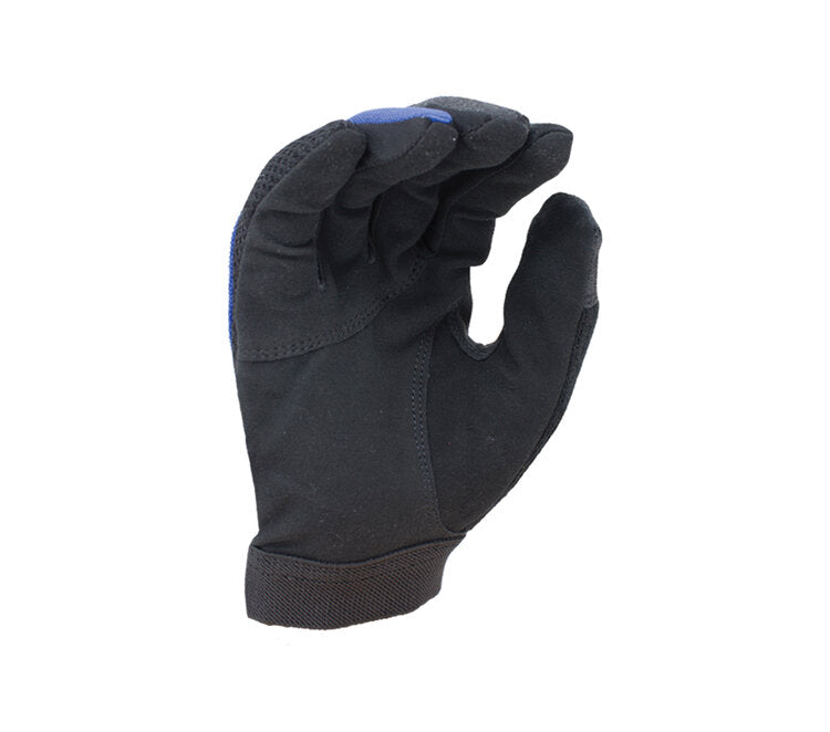 TASK GLOVES - Ergonomical Mechanic Synthetic Leather Gloves, Black palm/Blue back - Quantity 12 Pair