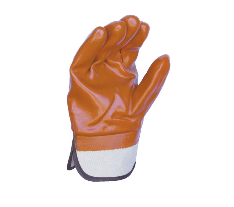 TASK GLOVES - Tan color fully coated smooth finish PVC, Foam insulated, 2 1/2" Rubberized Cuff - Quantity 12 Pair