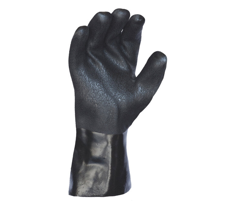 TASK GLOVES - Rough finish PVC coated supported  Gloves, Double dipped, Jersey lined, 12” gauntlet cuff - Quantity 12 Pair