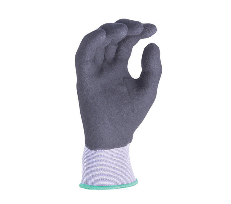 TASK GLOVES - Battle Fit - 15 Gauge Gray Gloves, Nylon shell, Black Micro-Foam Nitrile Fully coated - Quantity 12 Pair