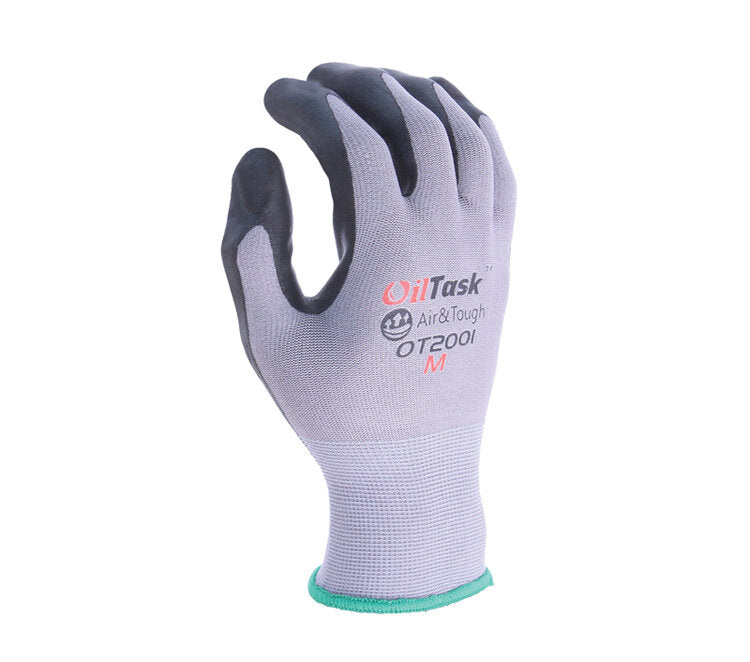TASK GLOVES - Oil Task 15 Gauge Gloves, Nylon shell, Waterbased Polymer Palm coated - Quantity 12 Pair