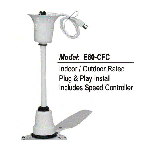TPI E60-CFC 60" Water Resistant Industrial & Commercial Ceiling Fan