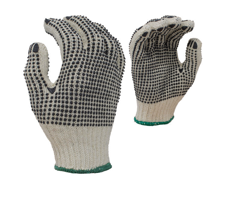 TASK GLOVES - (TSK1007) 7 Gauge Gloves, Economical Cotton/Polyester with 2-sided PVC dots - Quantity 12 Pair