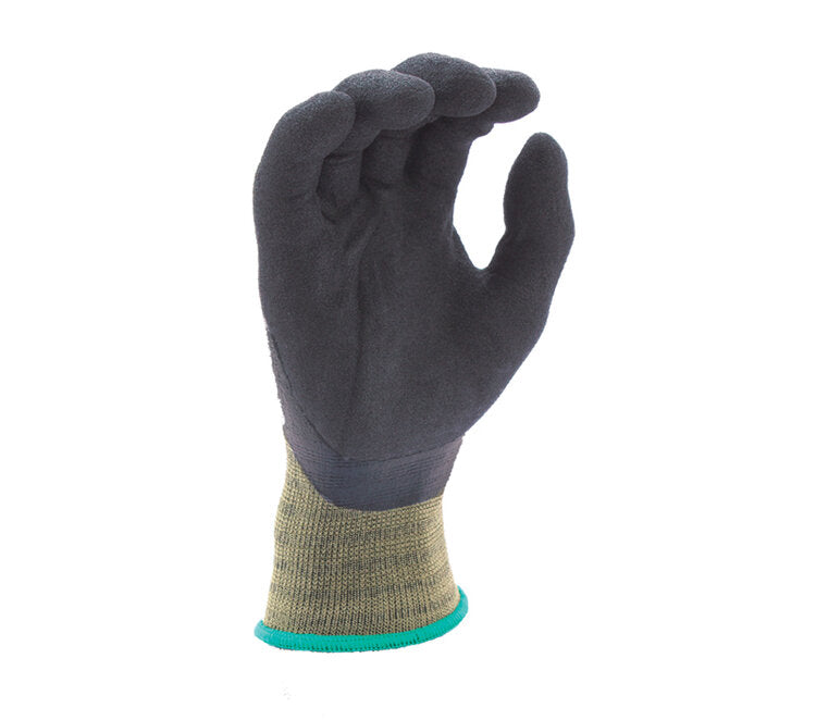 TASK GLOVES - VERSUS® - 15 Gauge Camo Green Gloves, Hi-Elasticity Nylon shell, Black RevoTek® 3/4 coated, Double dipped - Quantity 12 Pair