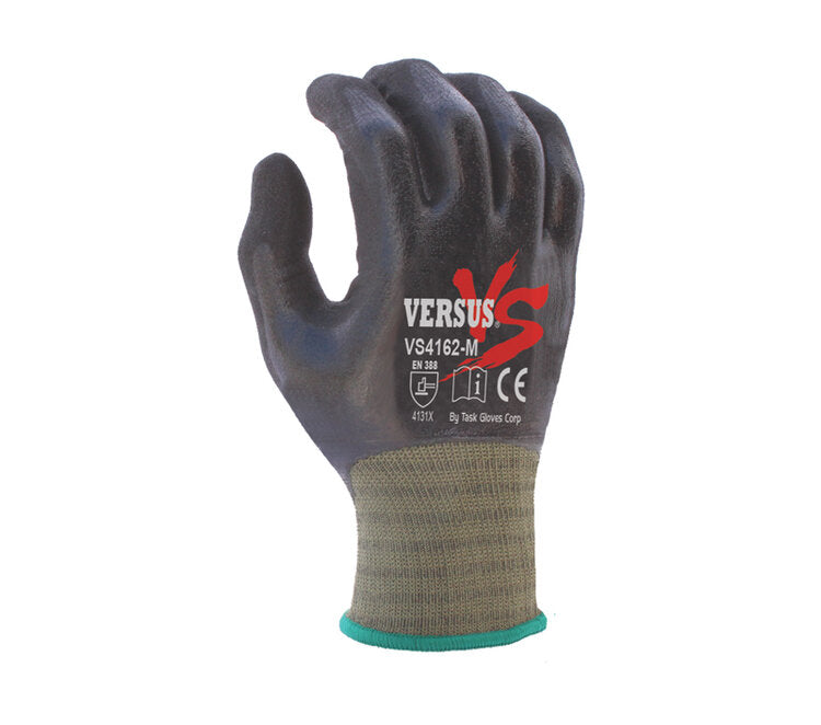 TASK GLOVES - VERSUS® - 15 Gauge Camo Green Gloves, Hi-Elasticity Nylon shell, Black RevoTek® Fully coated, Double dipped - Quantity 12 Pair