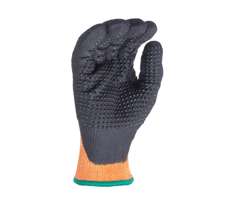 TASK GLOVES - X-TINGUISH - 10 Gauge Gloves, Aramid shell, Polyester terry cloth inner lined, Black Sandy Nitrile palm coated with Nitrile dots, ANSI 2 - Quantity 12 Pair